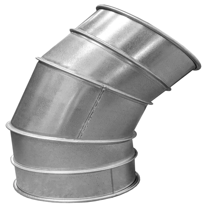 45-degree galvanized steel segmented elbow. 