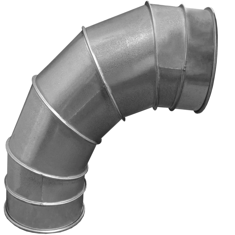 90-degree galvanized steel segmented elbow. 