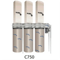 Dustek C750 industrial dust collector with 3 filter bags, 3 collection drums, 7.5 HP motor, 3,000 CFM